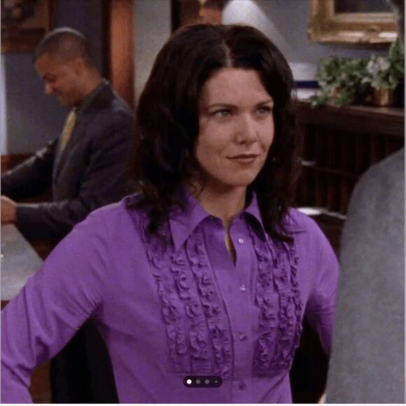 VTG Jackie Jones Miami Purple Blouse w/ Picot Scallop Trim SZ S/M - Picture 6 of 7